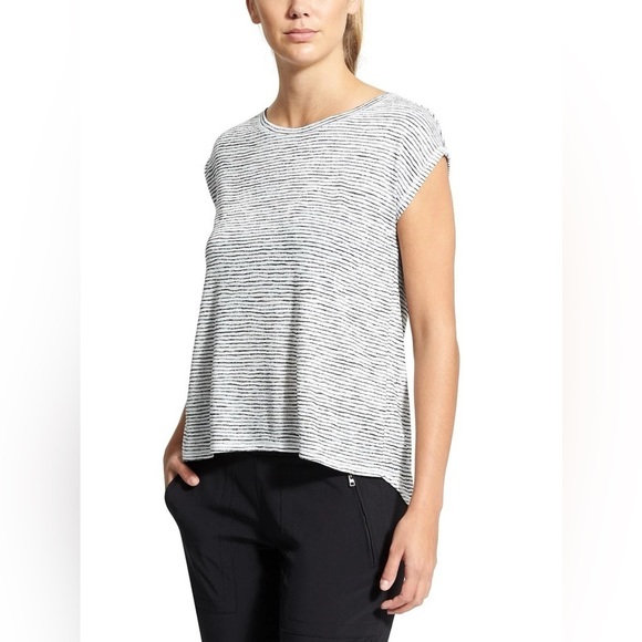 Athleta Stripe Breezy Crossback Tee, Size M - Picture 1 of 8